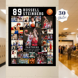 Affiche Collage de 30 photos de basketball Numéro de joueu