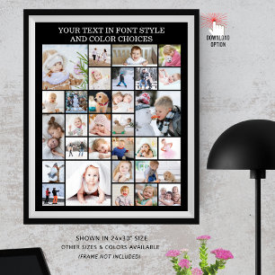 Affiche Collage de 30 photos simple avec couleur et texte