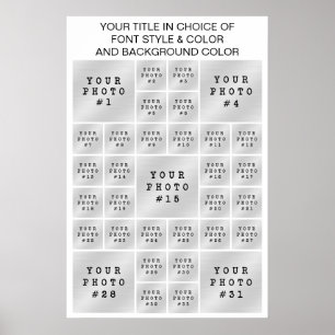 Affiche Collage de 33 photos couleur et texte personnalisé