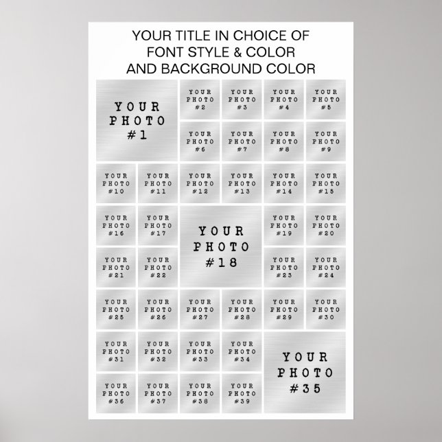 Affiche Collage de 39 photos avec couleur et texte personn (Devant)