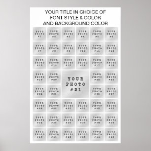 Affiche Collage de 45 Photos Simple Couleur et Texte Perso