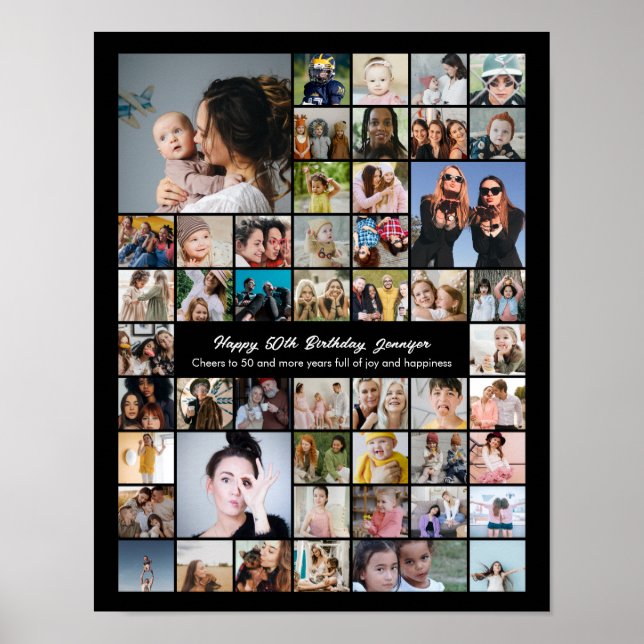 Affiche Collage de 50 photos personnalisé pour un 50e anni (Devant)