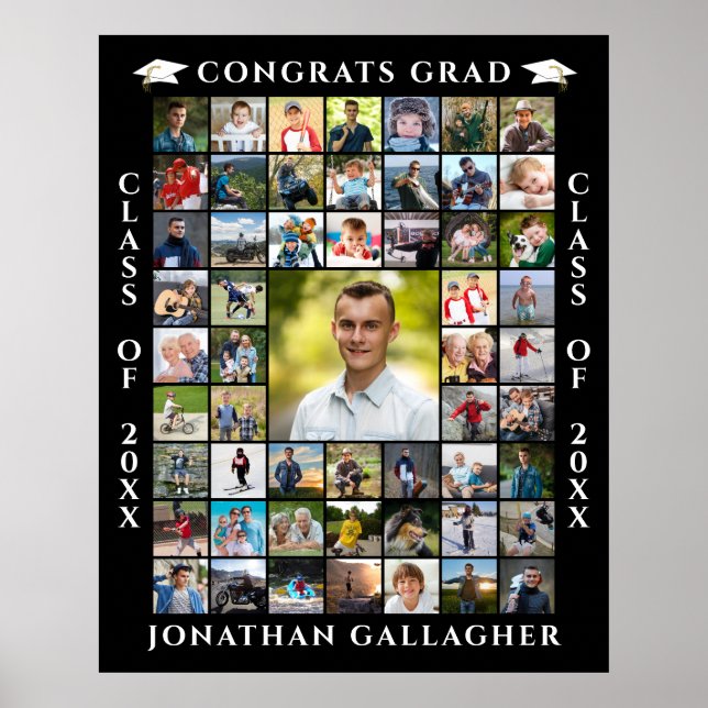 Affiche Collage de 55 photos de remise de diplôme Félicita (Devant)