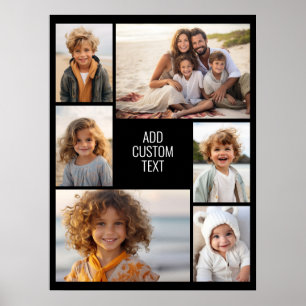 Affiche collage de 6 photos - fond noir - texte blanc
