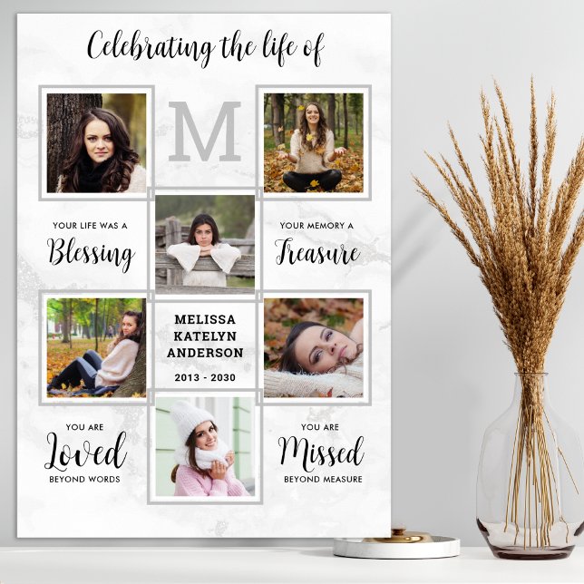 Affiche Collage de 6 photos funéraires mémorial en marbre  (Créateur téléchargé)