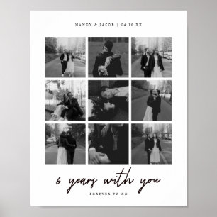 Affiche Collage de 9 photos d'anniversaire de mariage mode