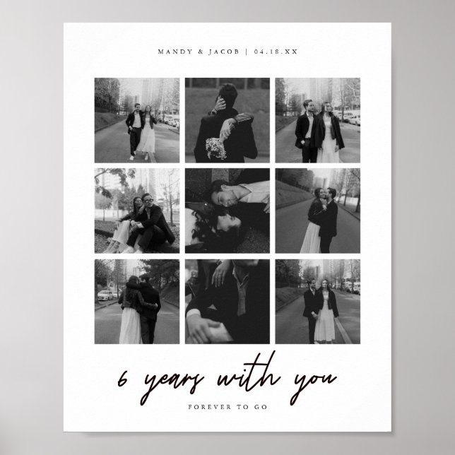 Affiche Collage de 9 photos d'anniversaire de mariage mode (Devant)