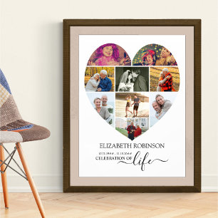 Affiche Collage de 9 photos en forme de cœur pour la céléb