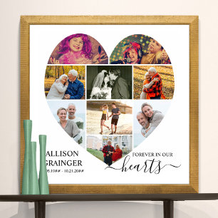 Affiche Collage de 9 photos en forme de cœur pour toujours