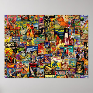 Affiche Collage de bandes dessinées SciFi