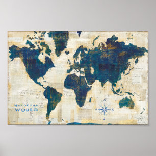 Affiche Collage de carte du monde