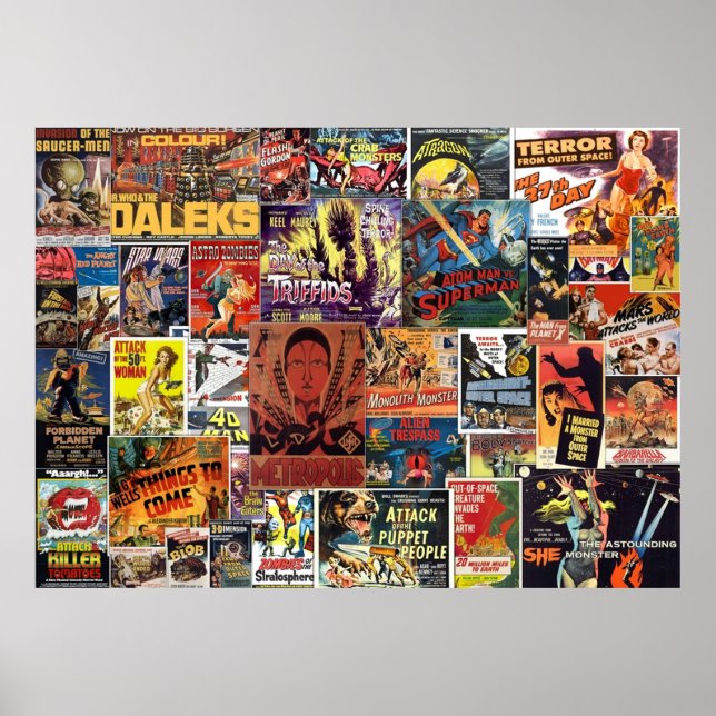 Affiche Collage de films de science-fiction vintage (Devant)