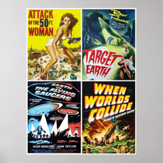 Affiche Collage de films SciFi des années 1950 13