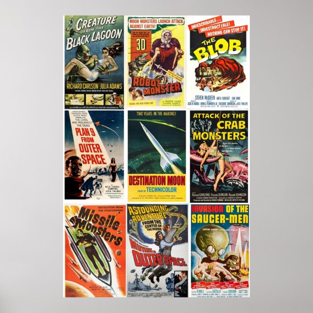 Affiche Collage de films SciFi vintages (Devant)