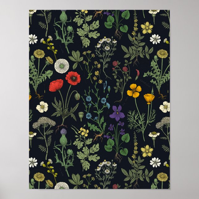 Affiche Collage de fleurs sauvages (Devant)
