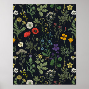 Affiche Collage de fleurs sauvages