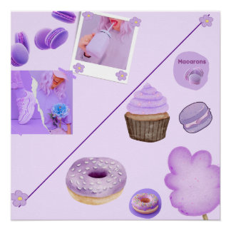Affiche collage de friandises pastel - décoration