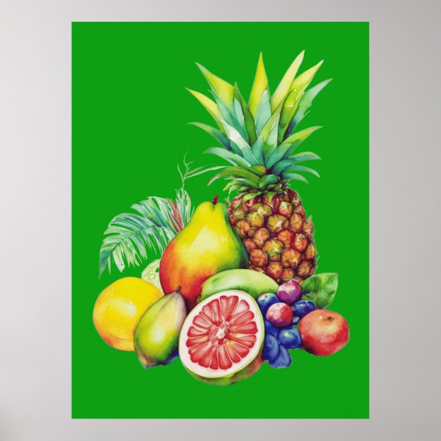 Affiche Collage de Fruits Tropicaux (Devant)