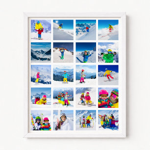 Affiche Collage de grille de 20 photos blanc