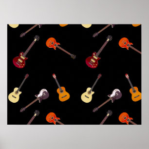 Affiche Collage de guitare électrique et acoustique