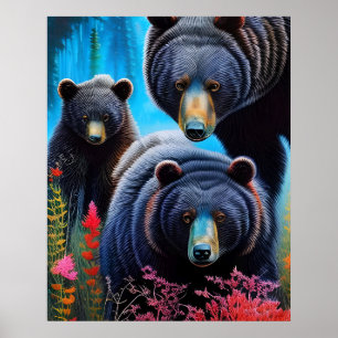 Affiche Collage de la famille de l'ours