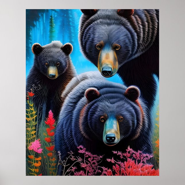 Affiche Collage de la famille de l'ours (Devant)