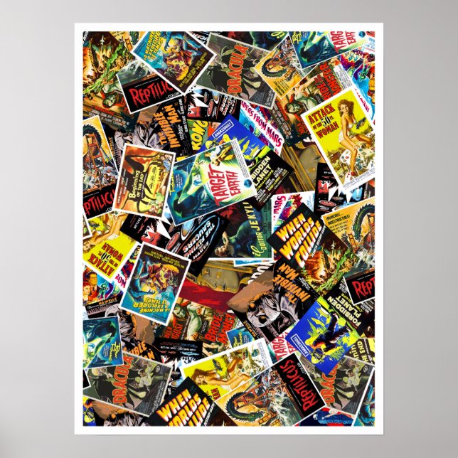 Affiche Collage de l'affiche vidéo vintage Sci-Fi & Horror (Devant)