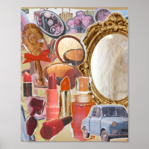 Affiche Collage de maquillage vintage