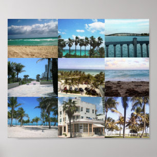 Affiche Collage de Miami - 50 nuances de bleu