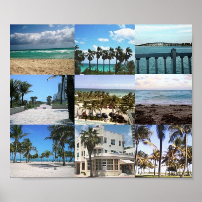 Affiche Collage de Miami - 50 nuances de bleu (Devant)