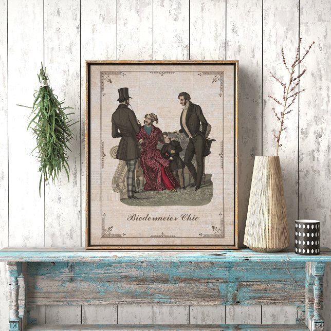 Affiche Collage de mode vintage Biedermeier Messieurs (Créateur téléchargé)