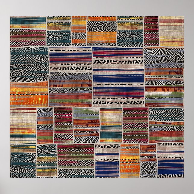 Affiche Collage de patchwork : motif de courtepointe mixte (Devant)