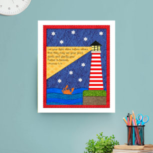 Affiche Collage de phare avec crabe Inspirationnel