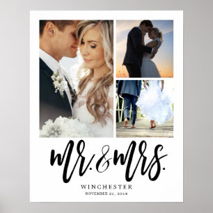 Affiche Collage de photo de M. et de Mme White Script 3