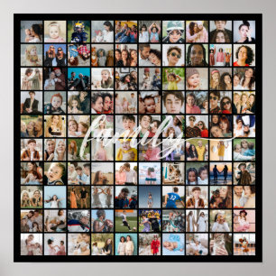 Affiche Collage de photos 100 images en grille carrée