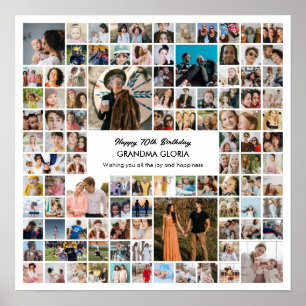 Affiche Collage de photos 100 photos Cadeau d'anniversaire