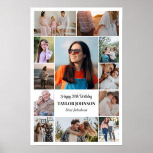 Affiche Collage de photos 12 photos 12x18 16x24 20x30 blan