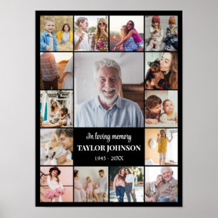 Affiche Collage de photos 15 images 12x16 18x24 24x32 Noir