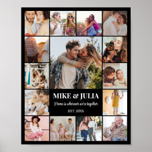 Affiche Collage de photos 15 images 8x10 16x20 24x30 Noir