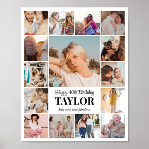 Affiche Collage de photos 15 Photos 8x10 16x20 24x30 Blanc