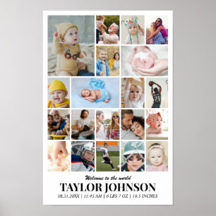 Affiche Collage de photos 20 images 12x18 16x24 20x30 24x3