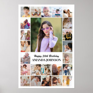 Affiche Collage de photos 24 images 12x18 16x24 20x30 blan