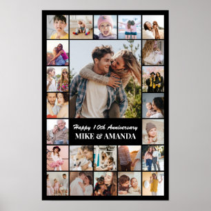 Affiche Collage de photos 24 images 12x18 16x24 20x30 Noir