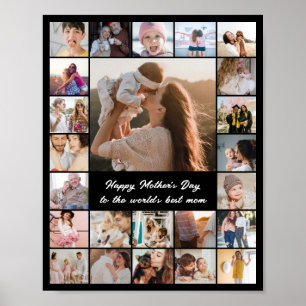 Affiche Collage de photos 24 images 8x10 16x20 24x30 Noir