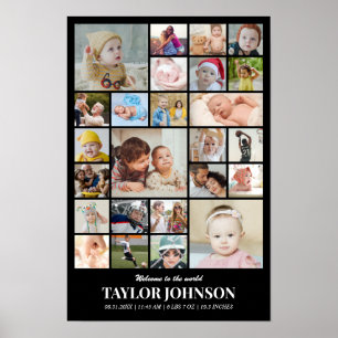 Affiche Collage de photos 25 images 12x18 16x24 20x30 24x3
