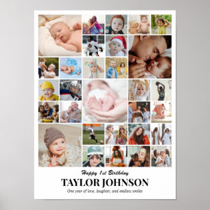 Affiche Collage de photos 30 images 12x16 18x24 24x32 30x4