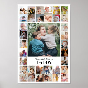 Affiche Collage de photos 35 images 12x18 16x24 20x30 blan
