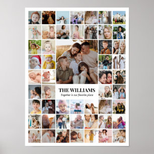 Affiche Collage de photos 52 images 12x16 18x24 24x32 blan