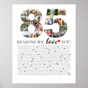 Affiche collage de photos 85 ans raisons pour lesquelles n