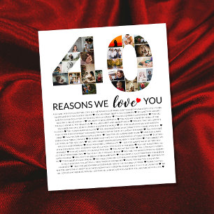 Affiche collage de photos anniversaire 40 Raisons pour les